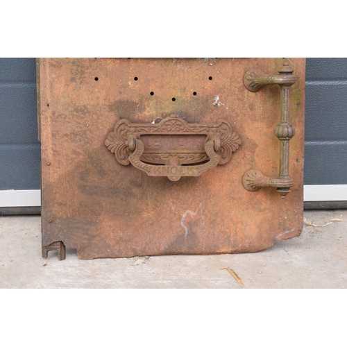 225 - An interesting late 19th century cast metal door (possibly for a furnace / oven) with 'Hanson Tutbur... 