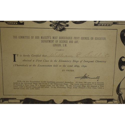 233 - University / Education interest: A framed 19th century printed University certificate 'It is hereby ... 