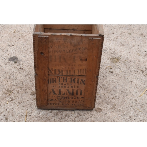 235 - A vintage wooden crate with printed marks and destinations on. 53 x 34 x 50cm