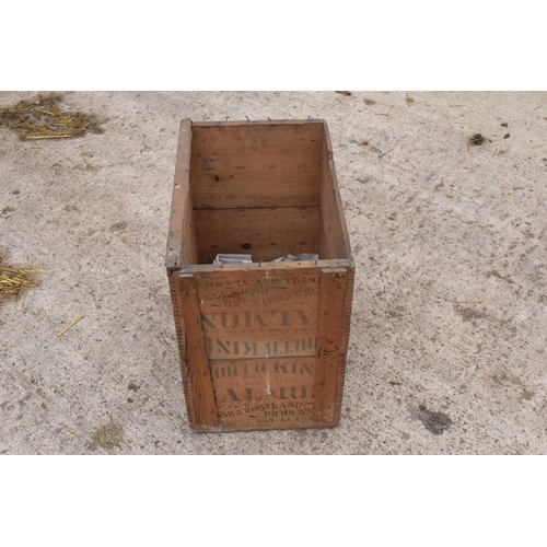 235 - A vintage wooden crate with printed marks and destinations on. 53 x 34 x 50cm