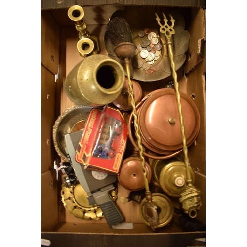 242 - A good collection of items to include wooden mantle clocks, a floral mirror, candlesticks, tea canni... 