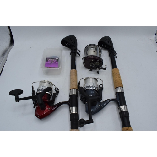 265A - A collection of fishing equipment to include Maxximus 666NB reel, Crane CS400 FD, Crane CS400 FD and... 