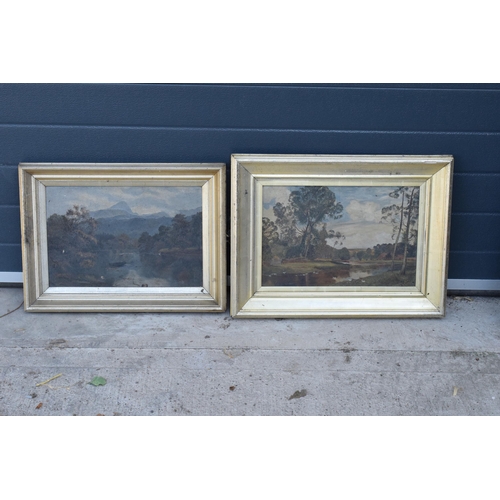 278 - A pair of early 20th century framed oil paintings on canvas depicting country and mountainous scenes... 