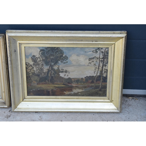 278 - A pair of early 20th century framed oil paintings on canvas depicting country and mountainous scenes... 