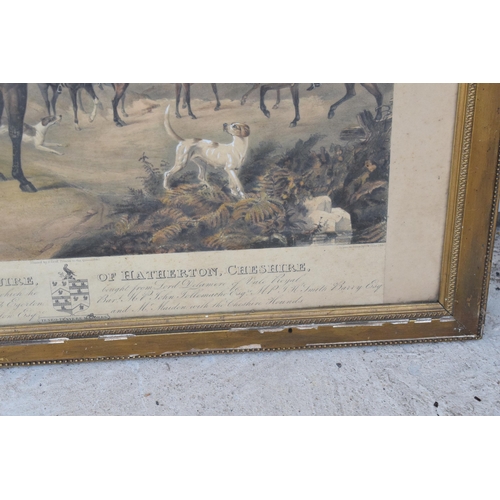 281 - Country Sports interest: a framed 19th century print 'John Twemlow Esquire of Hatherton Cheshire upo... 