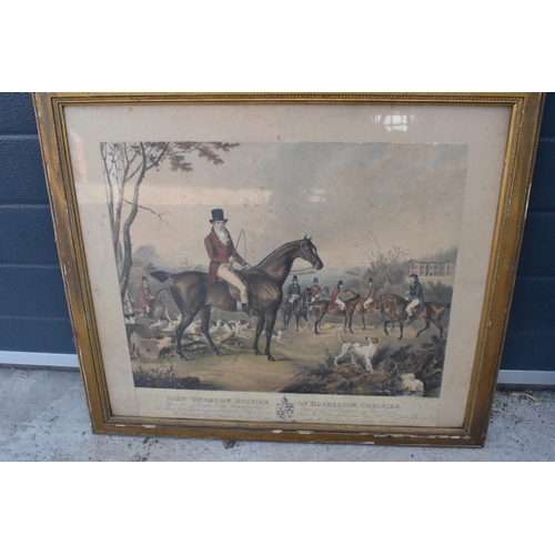 281 - Country Sports interest: a framed 19th century print 'John Twemlow Esquire of Hatherton Cheshire upo... 