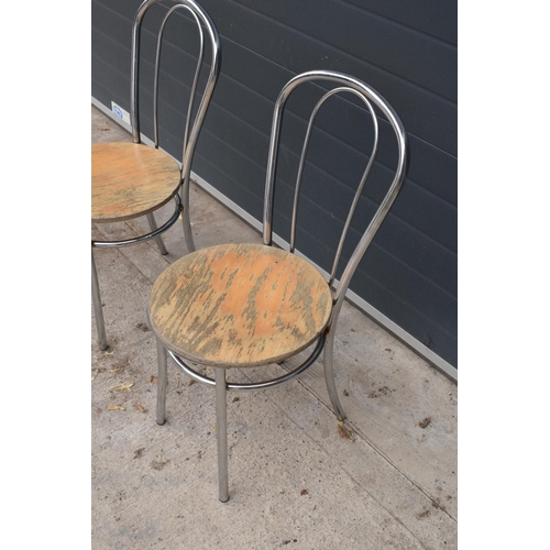 283 - A pair of retro / vintage aluminium American Diner style chairs (87cm tall) together with a Lloyd Lo... 