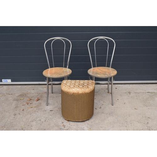 283 - A pair of retro / vintage aluminium American Diner style chairs (87cm tall) together with a Lloyd Lo... 