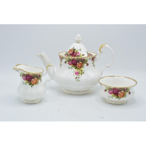 61 - A collection of Royal Albert Old Country Roses items to include a large teapot, milk and sugar (3). ... 