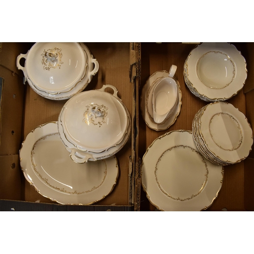 66 - A collection of Royal Doulton dinnerware in the Richelieu design to include 2 lidded tureens, gravy ... 