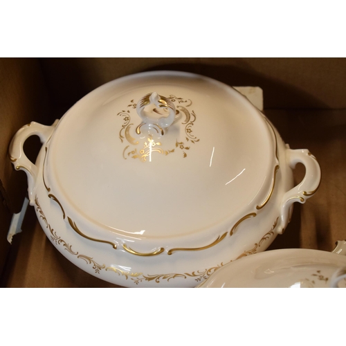 66 - A collection of Royal Doulton dinnerware in the Richelieu design to include 2 lidded tureens, gravy ... 