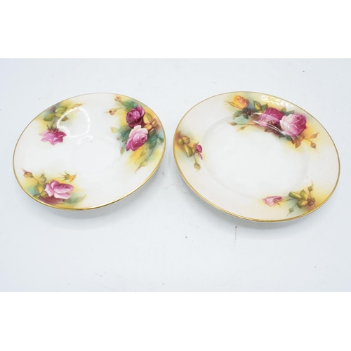 82 - A collection of Royal Worcester items to include a saucer (1936) and side plate (1938) decorated wit... 