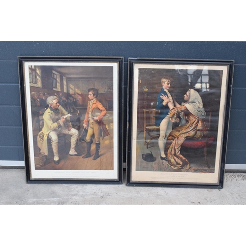 274 - A pair of coloured prints, circa late 19th century, in hogarth frames depicting 'Wellington's First ... 