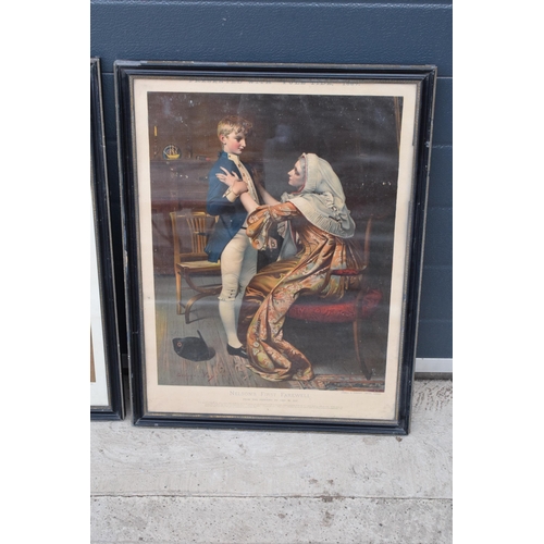 274 - A pair of coloured prints, circa late 19th century, in hogarth frames depicting 'Wellington's First ... 