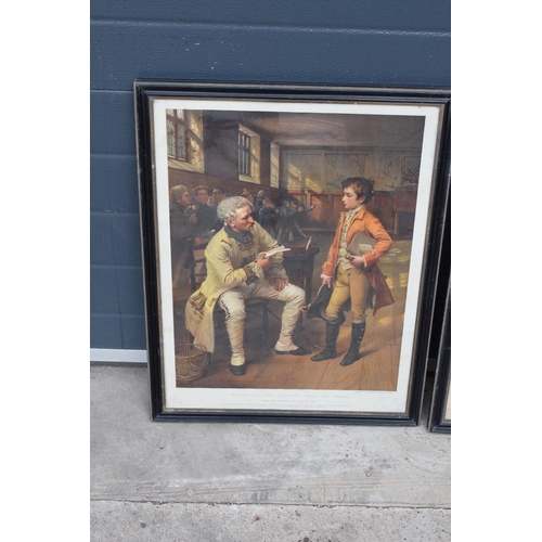 274 - A pair of coloured prints, circa late 19th century, in hogarth frames depicting 'Wellington's First ... 