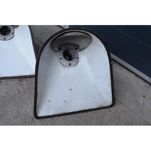 277 - A near pair of large 20th century industrial style light hoods, potentially street / factory lights'... 