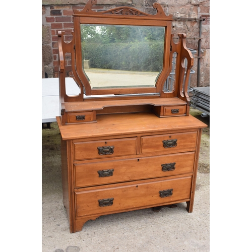 316 - An Edwardian satinwood mirror backed 2 over 2 chest of drawers. 108 x 45 x 165cm tall. In good condi... 