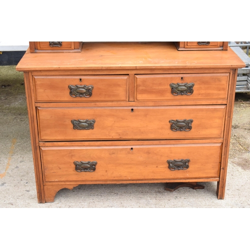 316 - An Edwardian satinwood mirror backed 2 over 2 chest of drawers. 108 x 45 x 165cm tall. In good condi... 