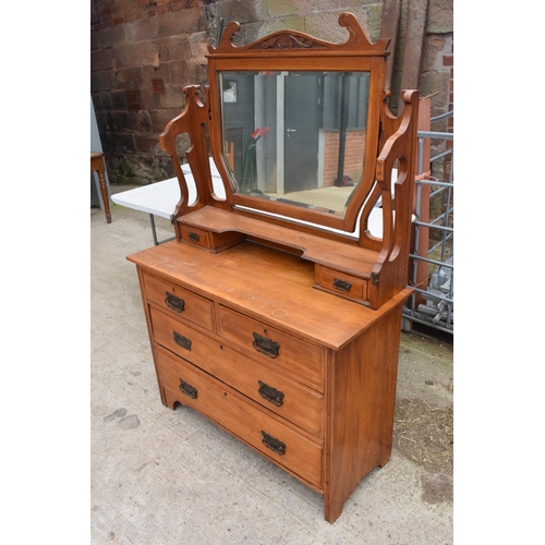 316 - An Edwardian satinwood mirror backed 2 over 2 chest of drawers. 108 x 45 x 165cm tall. In good condi... 