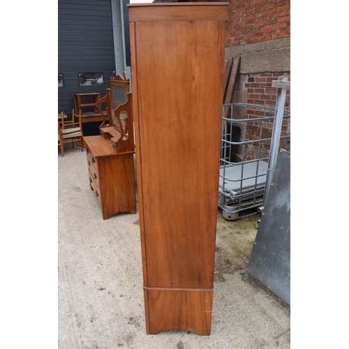 317 - An Edwardian satinwood wardrobe with central mirror. 107 x 43 x 187cm tall. In good condition with s... 