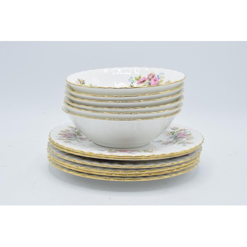 69 - A collection of Royal Albert Moss Rose items to include 6 x 16cm bowls and 6 x 21cm diameter plates ... 