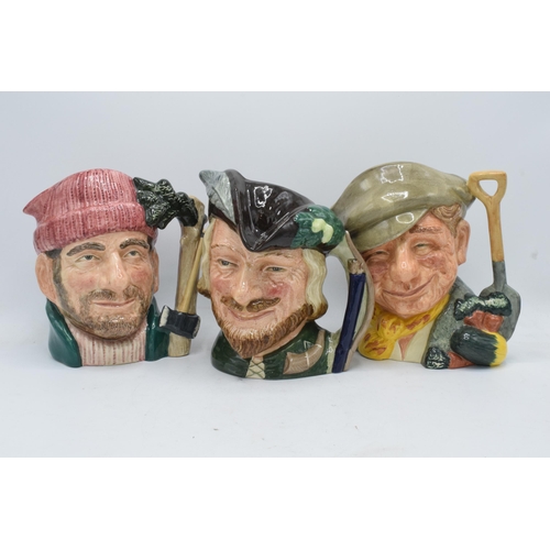 105 - A trio of large Royal Doulton character jugs to include The Gardener, Lumberjack and Robin Hood (3).... 