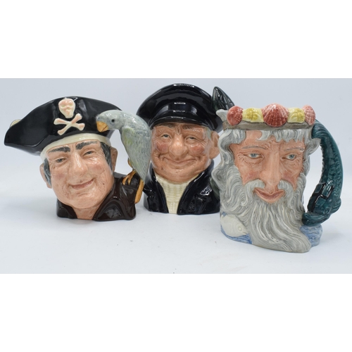 106 - A trio of large Royal Doulton character jugs to include Neptune, Long John Silver and the Lobsterman... 