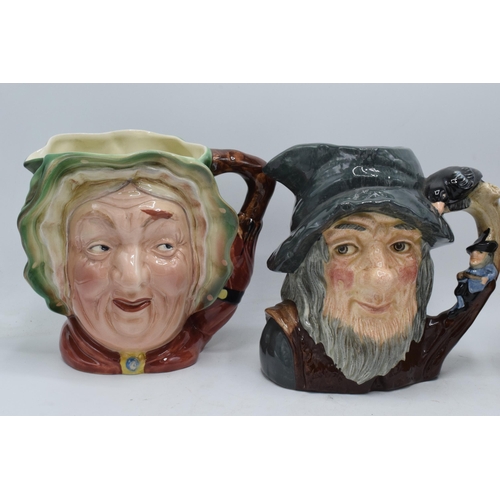 124B - Large Royal Doulton character jugs Rip Van Winkle D6438, Monty and Beswick large jug Sairey Gamp (3)... 