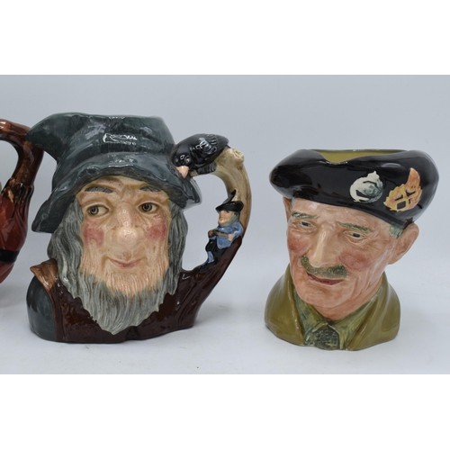 124B - Large Royal Doulton character jugs Rip Van Winkle D6438, Monty and Beswick large jug Sairey Gamp (3)... 