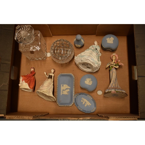 127 - A mixed collection of items to include Royal Doulton figure Emma HN3208, Royal Worcester Nicola, Coa... 