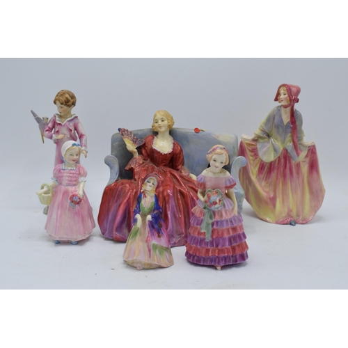 131 - A collection of Royal Doulton figures to include Tinkle Bell HN1677, Sweet Anne HN1330 af, Paisley S... 