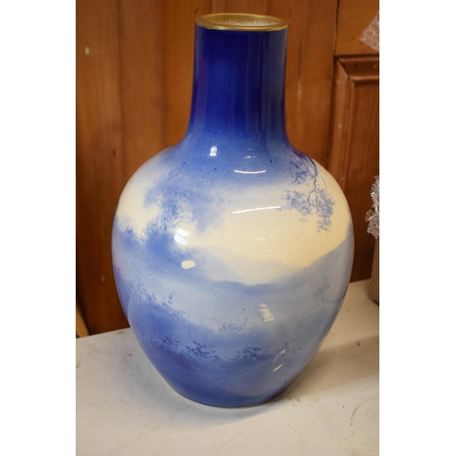 134 - Large Royal Doulton bulbous vase with Blue Children design. 30.5cm tall. In good condition with no o... 