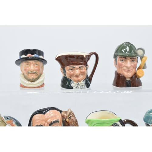 149 - A collection of miniature Royal Doulton character jugs to include the Sleuth (second), Beefeater, Po... 