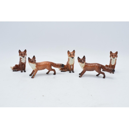 161 - A collection of Beswick foxes to include standing fox 1440 x 2 and seated fox 1748 x 3 (5) with some... 