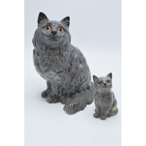 178 - Beswick British Blue cats to include Persian Cat Seated Model 1867 together with Persian Cat 1886 (2... 