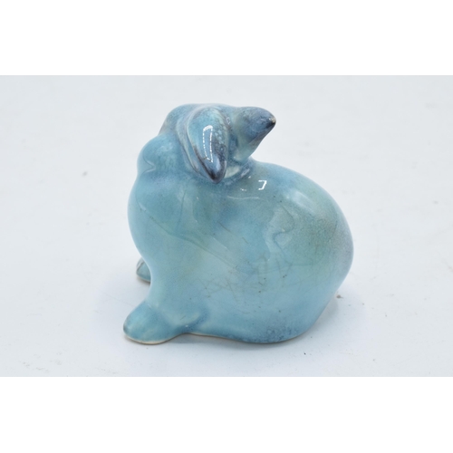 181 - Beswick early blue glaze small seated rabbit scratching 824. In good condition with no obvious damag... 