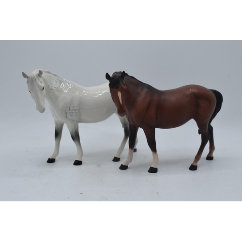 185 - Beswick Mare Facing Left 976 to include dapple grey version and matte brown (2). In good condition w... 