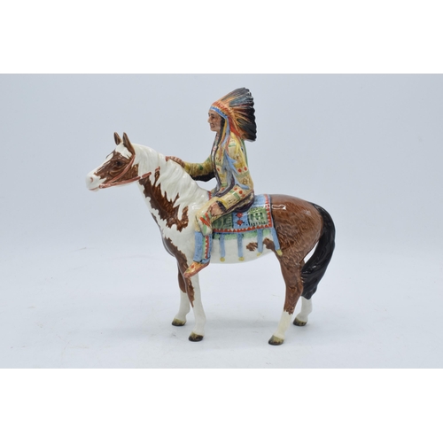 185A - Beswick Mounted Indian on Skewbald horse 1391. 22cm tall. In good condition with no obvious damage t... 