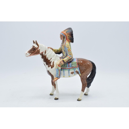 185A - Beswick Mounted Indian on Skewbald horse 1391. 22cm tall. In good condition with no obvious damage t... 