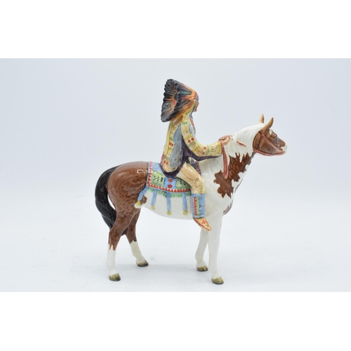 185A - Beswick Mounted Indian on Skewbald horse 1391. 22cm tall. In good condition with no obvious damage t... 