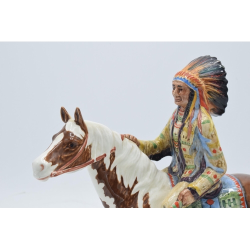 185A - Beswick Mounted Indian on Skewbald horse 1391. 22cm tall. In good condition with no obvious damage t... 