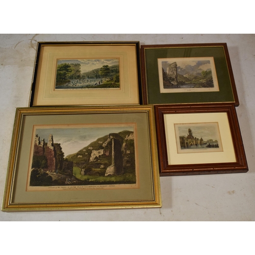 249 - A collection of framed antique prints of Derbyshire countryside views to include Matlock - Kirk Scul... 