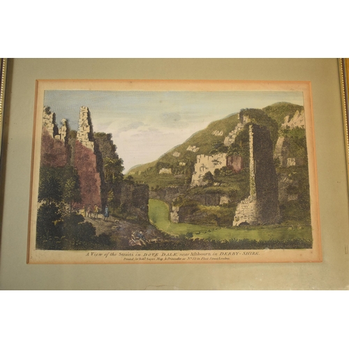 249 - A collection of framed antique prints of Derbyshire countryside views to include Matlock - Kirk Scul... 