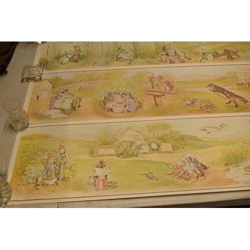 257 - A vintage Beatrix Potter Nursery Frieze 'From Designs by Beatrix Potter 1977 Frederick Warne and Co ... 