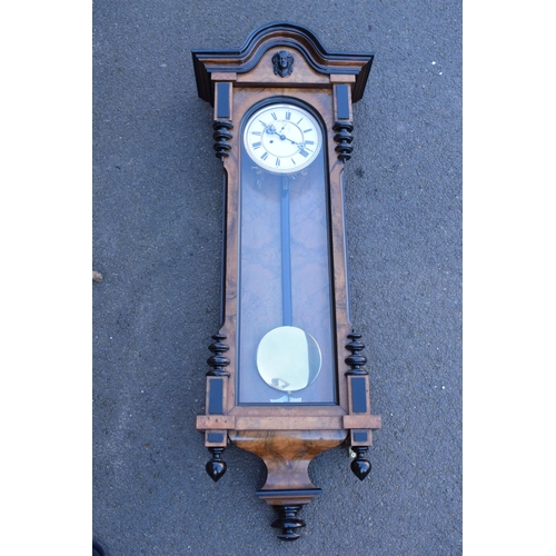 302 - A large quality 19th century burr walnut 8 day double-weight Vienna wall clock with carved features ... 