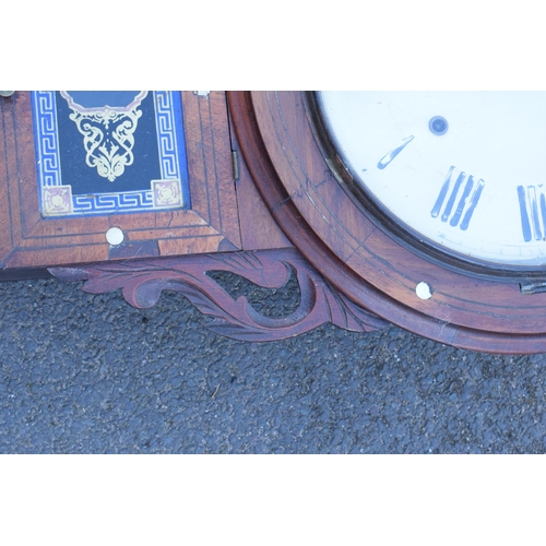 305 - A Jerome and Co Anglo-American 8 day clock with mother of pearl inlay. Untested. Requires some atten... 