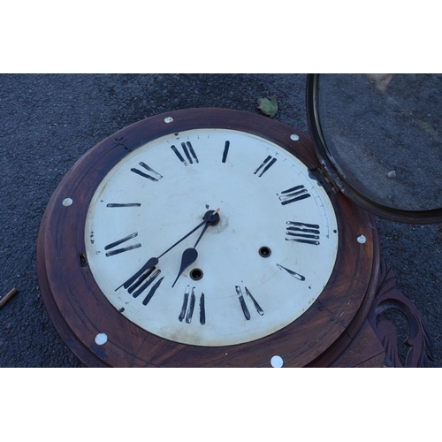 305 - A Jerome and Co Anglo-American 8 day clock with mother of pearl inlay. Untested. Requires some atten... 