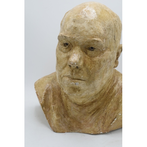 318 - Large Angela Munslow cast plaster of a gentleman from the shoulders and above. With artists monogram... 