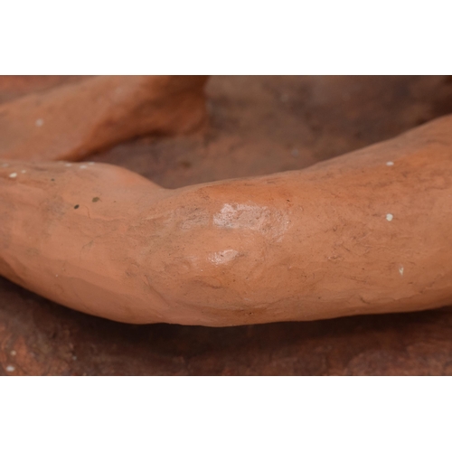 319 - Angela Munslow large clay figure of a naked lady lying down. 47cm long. In good condition with some ... 