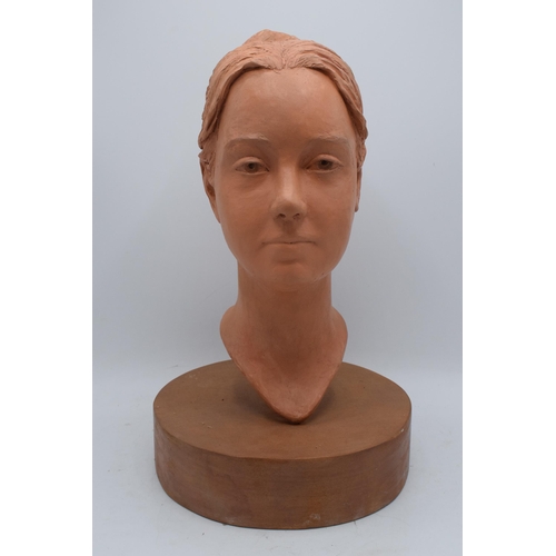 321 - Angela Munslow fine quality mounted bust of a lady on a circular base. Artist's monogram to reverse ... 